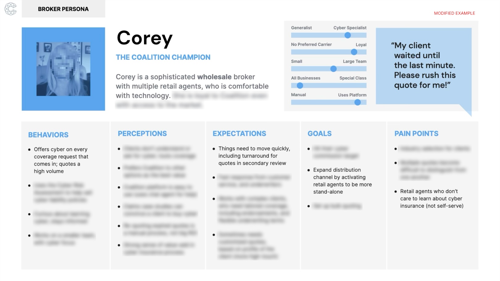 slide showing the primary broker persona